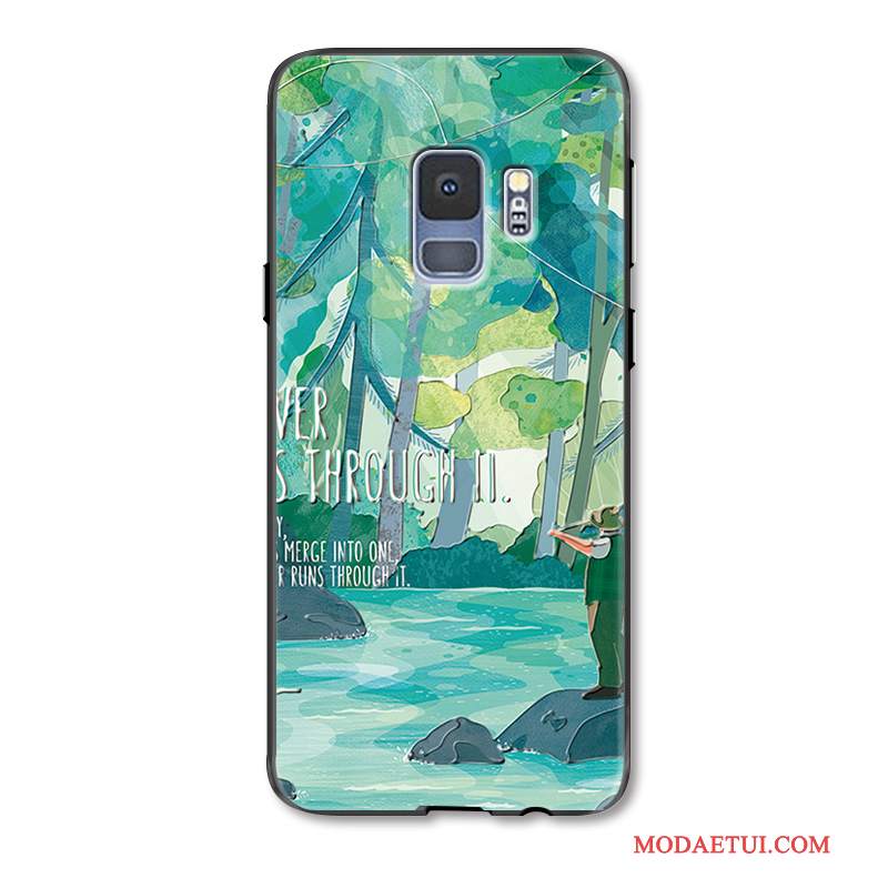 Futerał Samsung Galaxy S9+ Relief Na Telefon Mały, Etui Samsung Galaxy S9+ Moda Wiszące Ozdoby Zielony