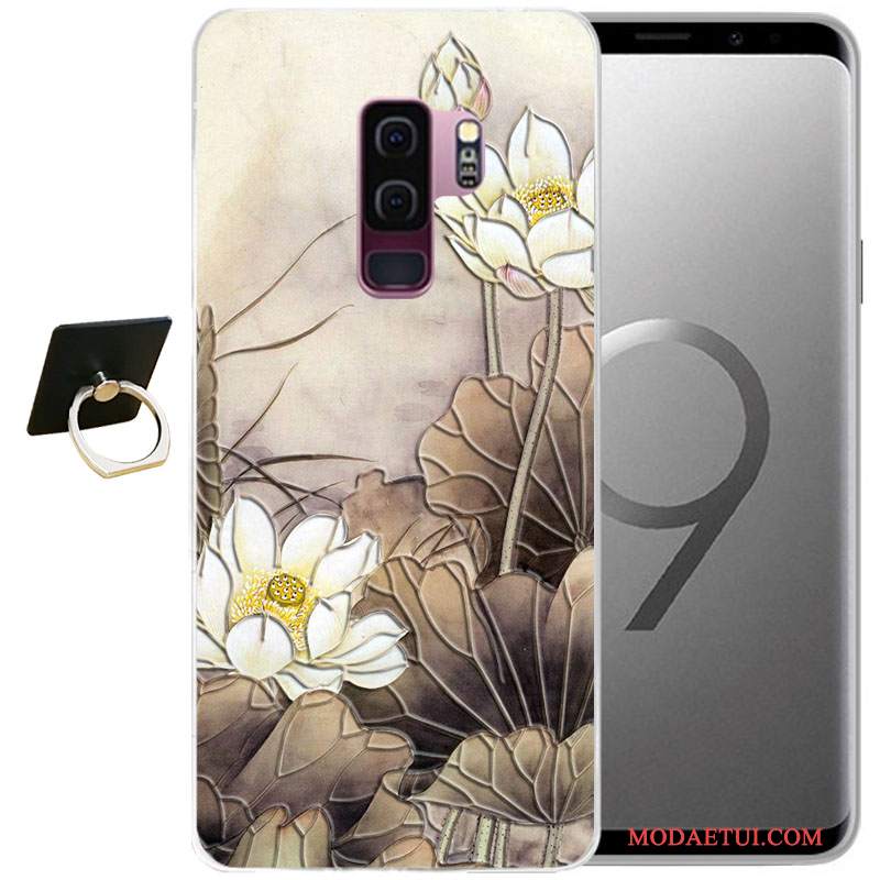 Futerał Samsung Galaxy S9+ Relief Na Telefon Szary, Etui Samsung Galaxy S9+ Miękki Wiatr