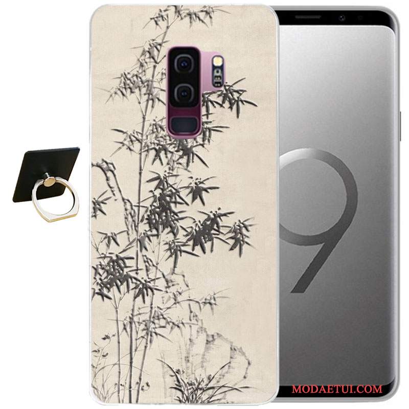 Futerał Samsung Galaxy S9+ Relief Na Telefon Szary, Etui Samsung Galaxy S9+ Miękki Wiatr