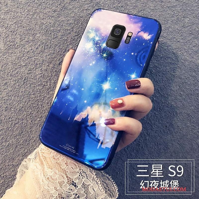 Futerał Samsung Galaxy S9 Silikonowe Modna Marka Osobowość, Etui Samsung Galaxy S9 Torby Szkło Niebieski