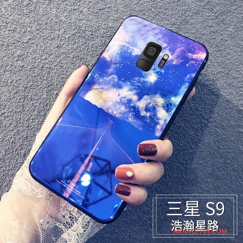 Futerał Samsung Galaxy S9 Silikonowe Modna Marka Osobowość, Etui Samsung Galaxy S9 Torby Szkło Niebieski