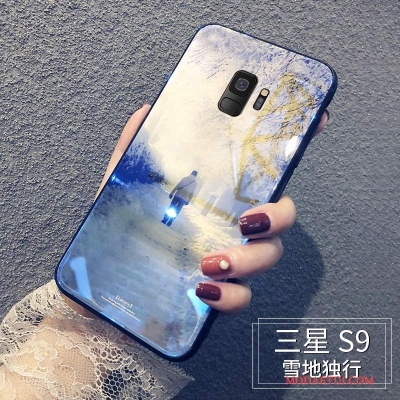 Futerał Samsung Galaxy S9 Silikonowe Modna Marka Osobowość, Etui Samsung Galaxy S9 Torby Szkło Niebieski
