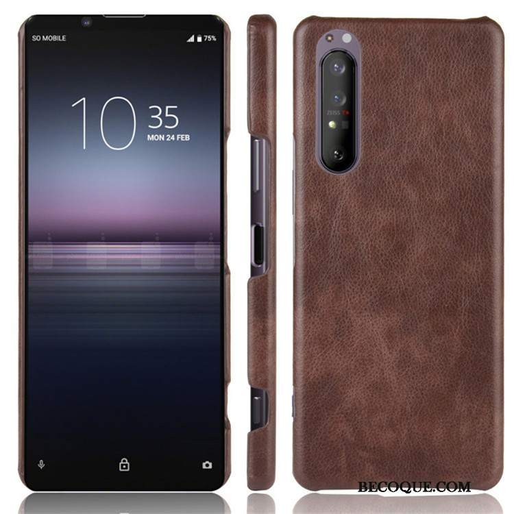 Futerał Sony Xperia 1 Ii Skóra Trudno Tendencja, Etui Sony Xperia 1 Ii Ochraniacz Wzór Litchi