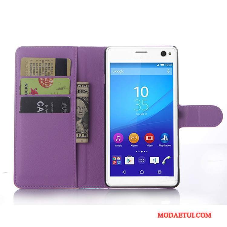 Futerał Sony Xperia C4 Skóra Na Telefon Szary, Etui Sony Xperia C4 Portfel