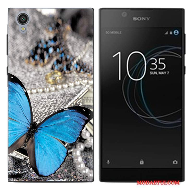 Futerał Sony Xperia L1 Kreskówka Na Telefon Tendencja, Etui Sony Xperia L1 Miękki Pu Biały