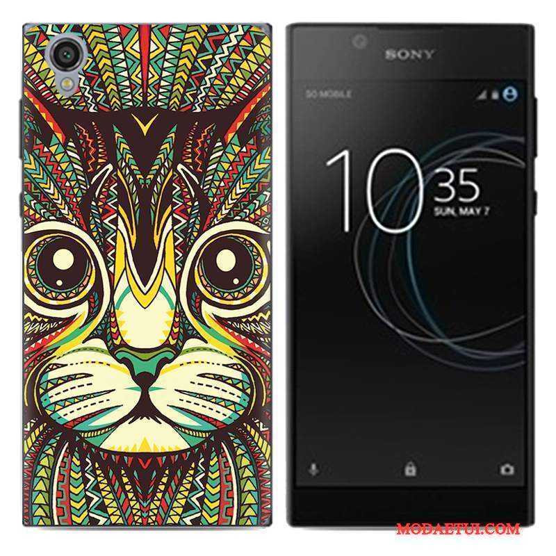 Futerał Sony Xperia L1 Kreskówka Na Telefon Tendencja, Etui Sony Xperia L1 Miękki Pu Biały