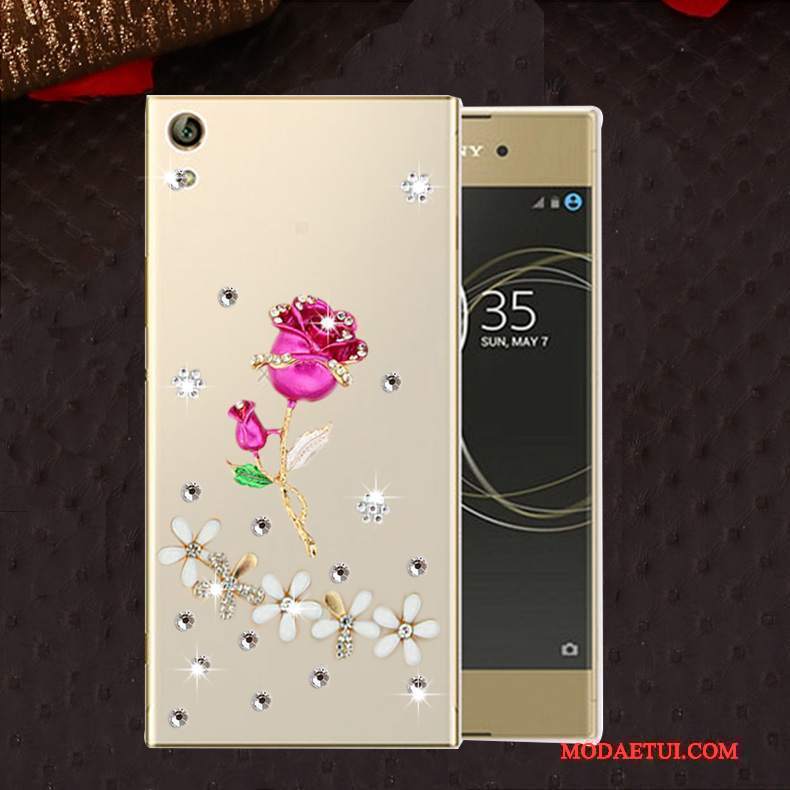 Futerał Sony Xperia L1 Miękki Na Telefon Anti-fall, Etui Sony Xperia L1 Rhinestone Różowe