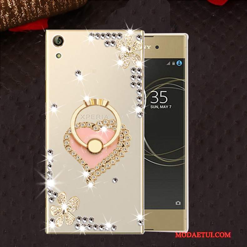 Futerał Sony Xperia L1 Miękki Na Telefon Anti-fall, Etui Sony Xperia L1 Rhinestone Różowe