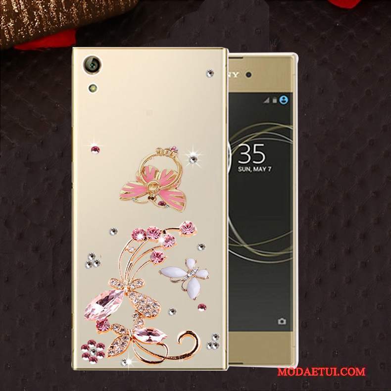 Futerał Sony Xperia L1 Miękki Na Telefon Anti-fall, Etui Sony Xperia L1 Rhinestone Różowe