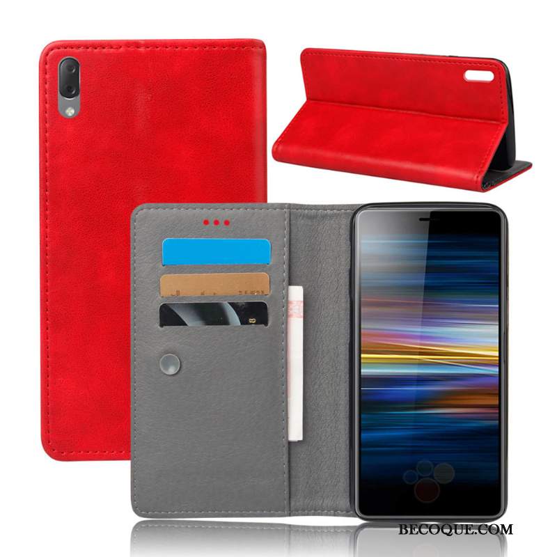 Futerał Sony Xperia L3 Skóra Jakośćna Telefon, Etui Sony Xperia L3 Ochraniacz Czerwony