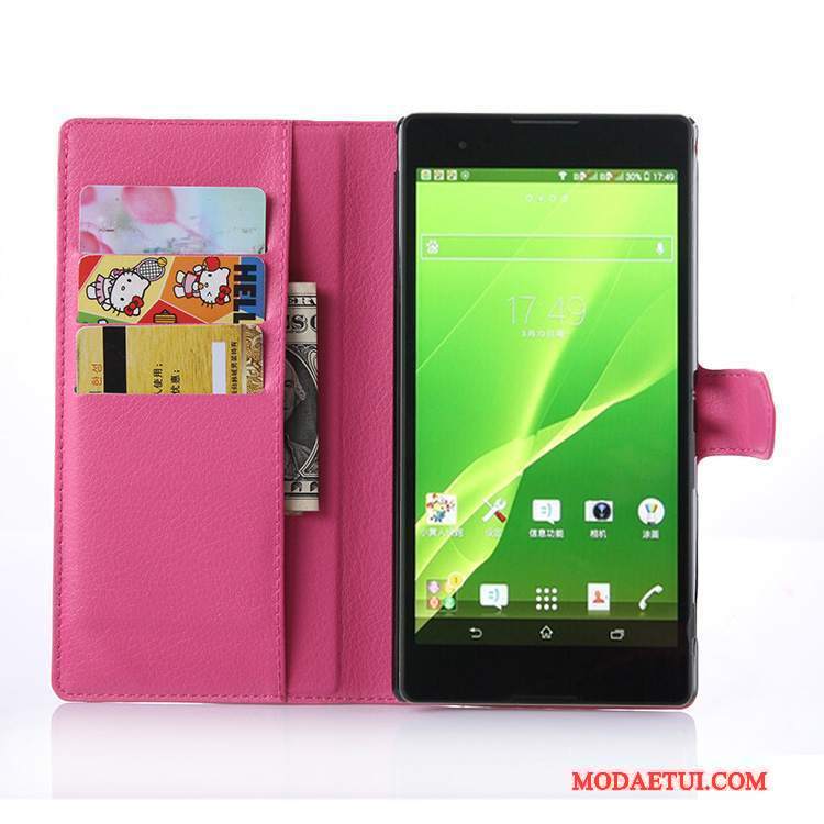 Futerał Sony Xperia T2 Ochraniacz Na Telefon Karta, Etui Sony Xperia T2 Skóra Różowe