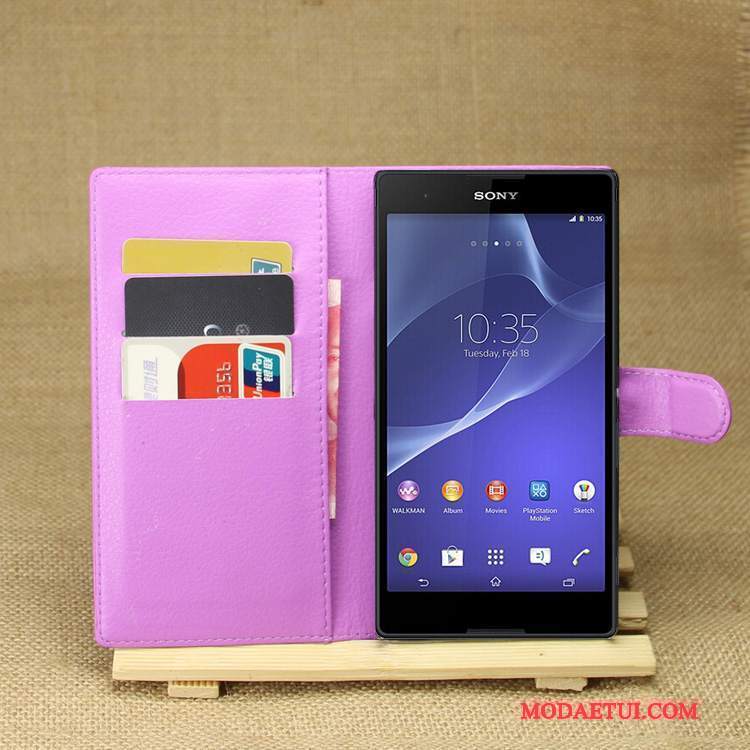 Futerał Sony Xperia T3 Skóra Na Telefon Purpurowy, Etui Sony Xperia T3 Ochraniacz