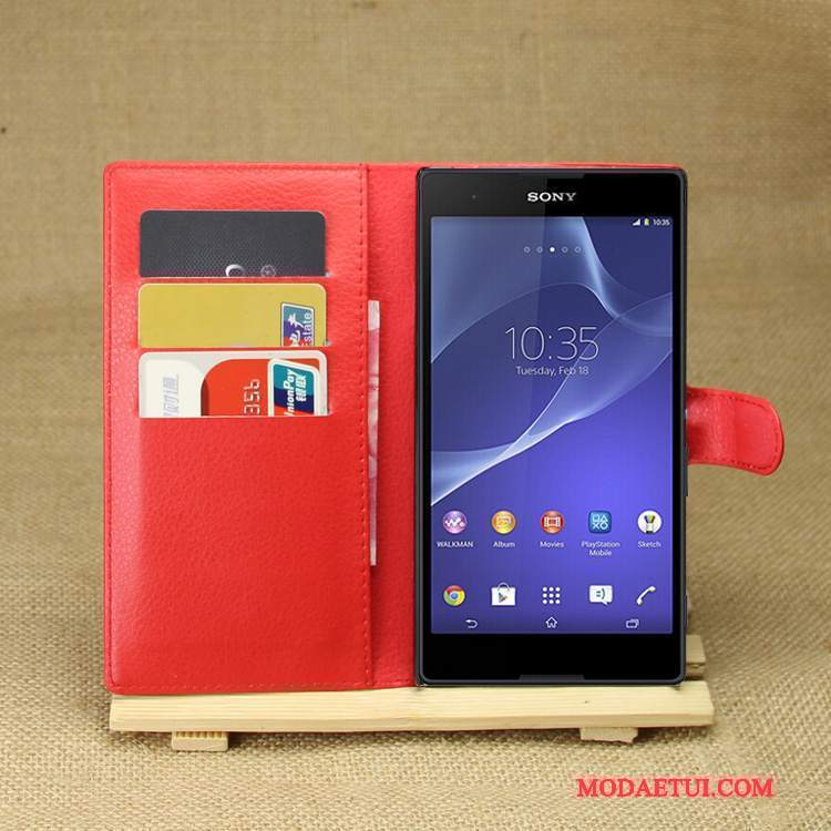 Futerał Sony Xperia T3 Skóra Na Telefon Purpurowy, Etui Sony Xperia T3 Ochraniacz