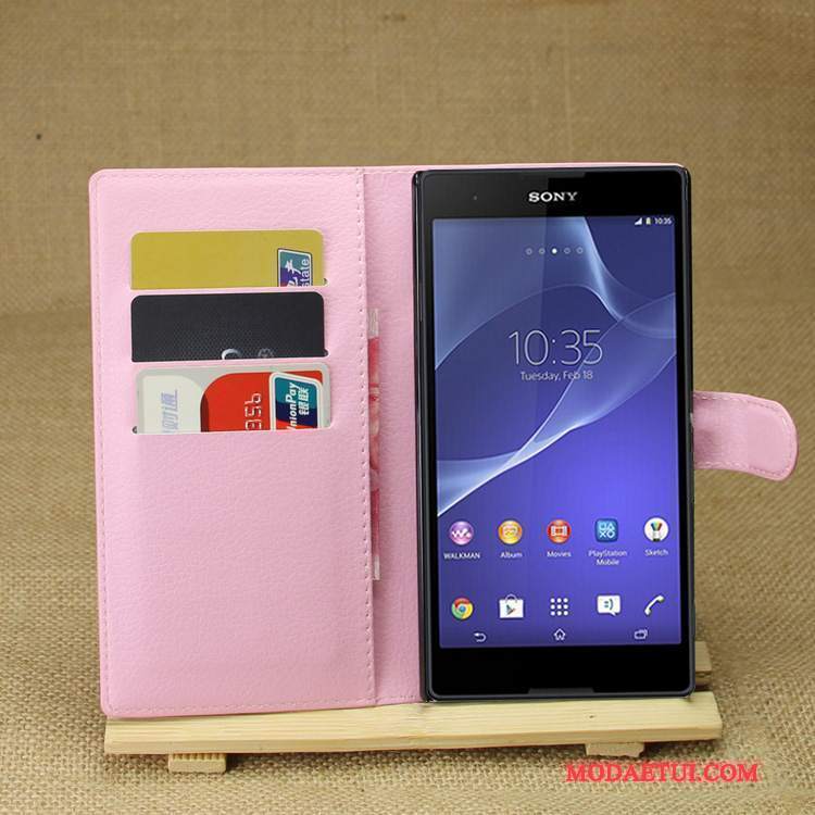 Futerał Sony Xperia T3 Skóra Na Telefon Purpurowy, Etui Sony Xperia T3 Ochraniacz