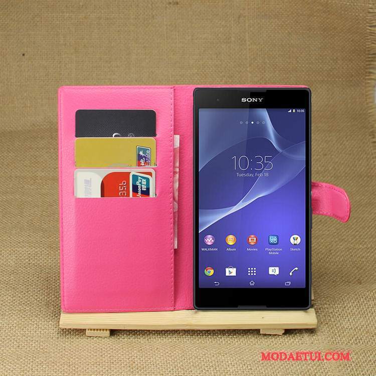 Futerał Sony Xperia T3 Skóra Na Telefon Purpurowy, Etui Sony Xperia T3 Ochraniacz