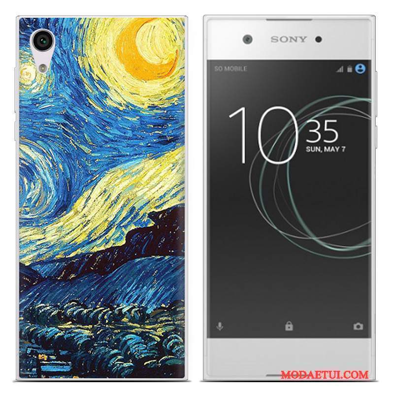 Futerał Sony Xperia Xa1 Ultra Miękki Cienkie Pu, Etui Sony Xperia Xa1 Ultra Miesiąc Niebieski