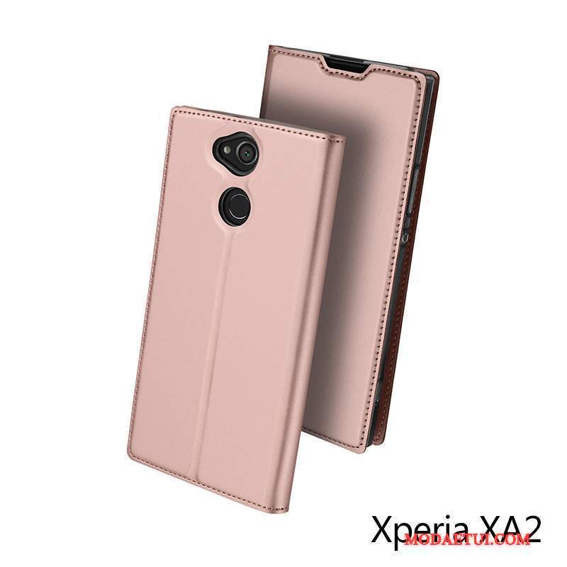 Futerał Sony Xperia Xa2 Ochraniacz Na Telefon Anti-fall, Etui Sony Xperia Xa2 Skóra Złoto Karta