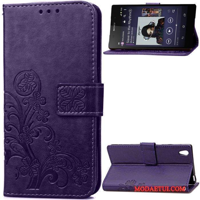 Futerał Sony Xperia Z2 Portfel Anti-fall Relief, Etui Sony Xperia Z2 Ochraniacz Na Telefon Purpurowy