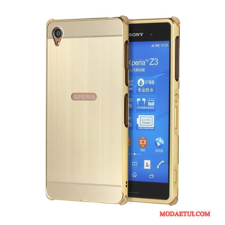 Futerał Sony Xperia Z3+ Metal Złoto Szary, Etui Sony Xperia Z3+ Ochraniacz Granicana Telefon