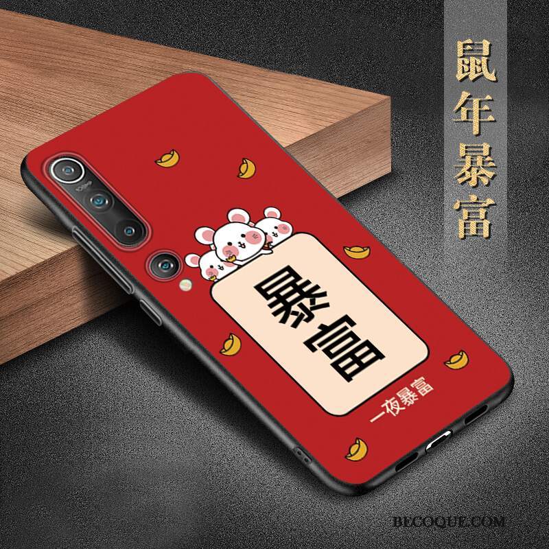 Futerał Xiaomi Mi 10 Silikonowe Anti-fall Czerwony, Etui Xiaomi Mi 10 Ochraniacz Tendencja Nubuku