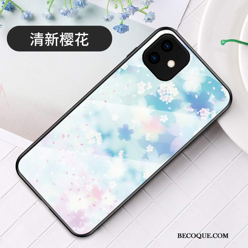 Futerał iPhone 11 Miękki Sakura Niebieski, Etui iPhone 11 Na Telefon Szkło