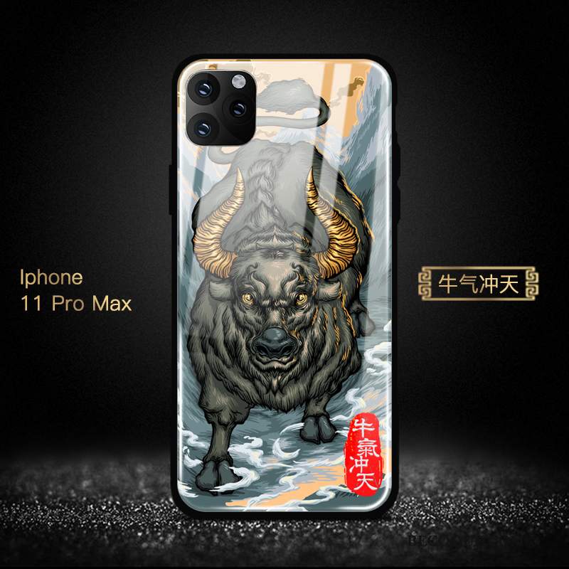 Futerał iPhone 11 Pro Max Ochraniacz Tendencja Chiński Styl, Etui iPhone 11 Pro Max Niebieski Nowy