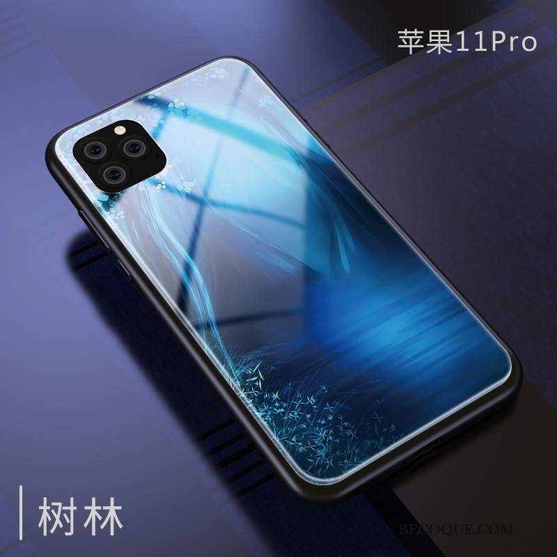 Futerał iPhone 11 Pro Ochraniacz Szkło Lustro, Etui iPhone 11 Pro Torby Anti-fall Niebieski