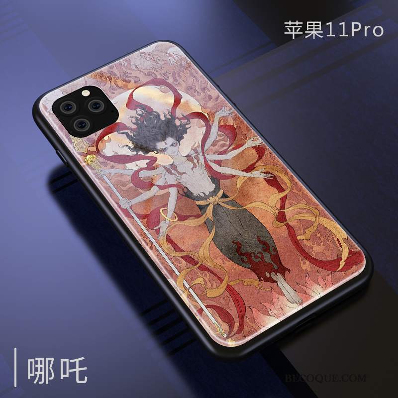 Futerał iPhone 11 Pro Silikonowe Chiński Styl Żółty, Etui iPhone 11 Pro Ochraniacz Nowyna Telefon