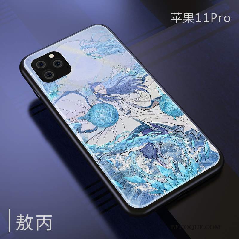 Futerał iPhone 11 Pro Silikonowe Chiński Styl Żółty, Etui iPhone 11 Pro Ochraniacz Nowyna Telefon