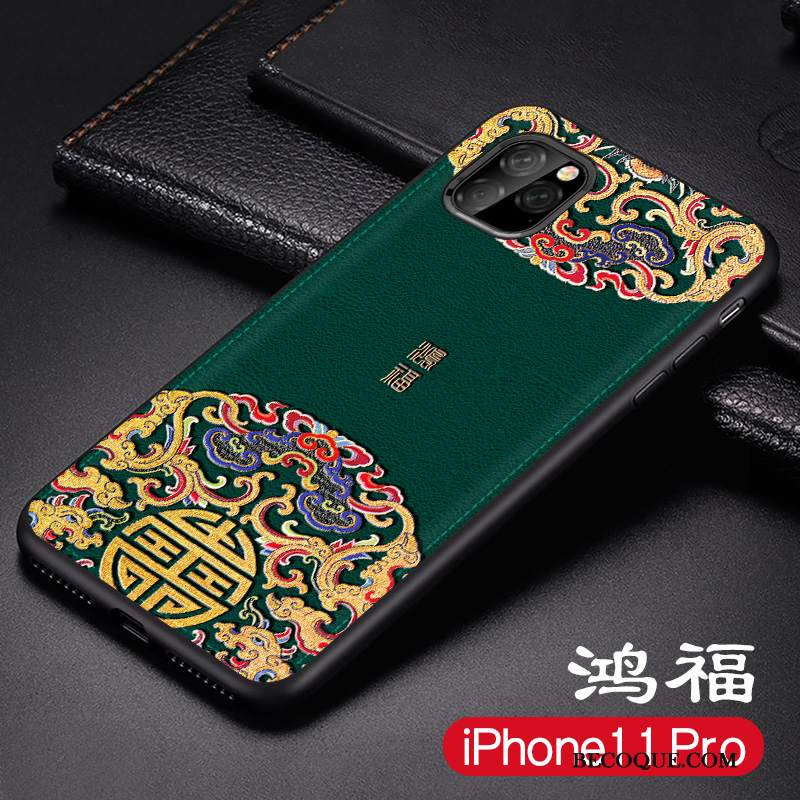 Futerał iPhone 11 Pro Skóra Smok Niebieski, Etui iPhone 11 Pro Silikonowe Na Telefon Nubuku