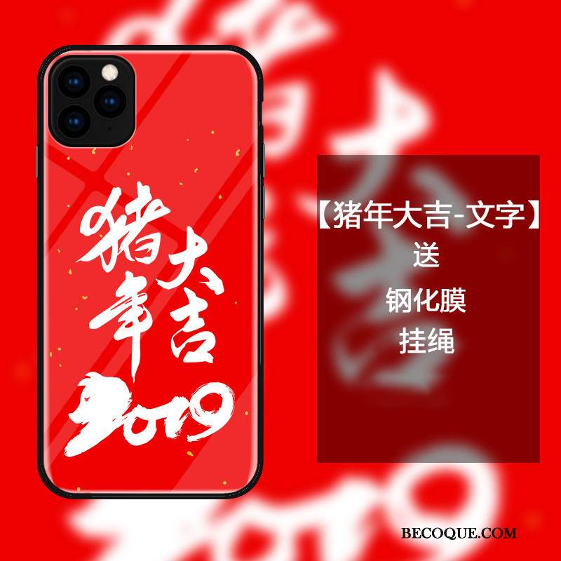 Futerał iPhone 11 Pro Torby Na Telefon Czerwony, Etui iPhone 11 Pro Ochraniacz Szkło Chiński Styl