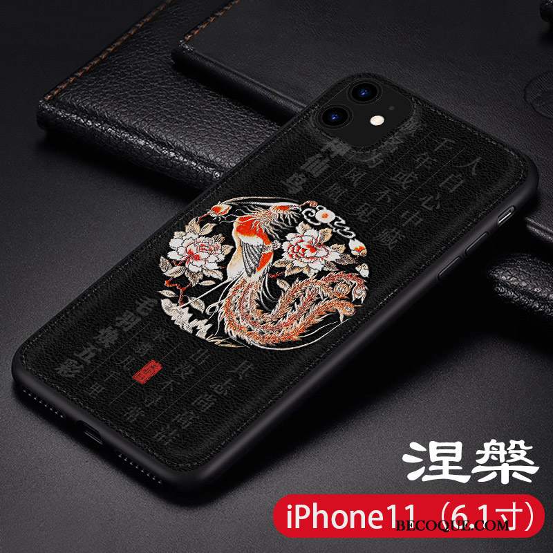 Futerał iPhone 11 Silikonowe Chiński Styl Filmy, Etui iPhone 11 Skóra Czerwony Netto Szkło Hartowane