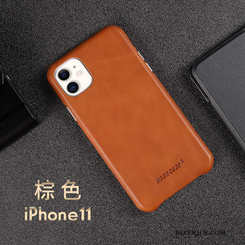 Futerał iPhone 11 Skóra Cienkie Bydło, Etui iPhone 11 Torby Czarny Biznes