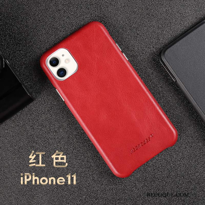 Futerał iPhone 11 Skóra Cienkie Bydło, Etui iPhone 11 Torby Czarny Biznes