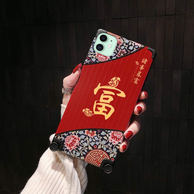 Futerał iPhone 11 Torby Czerwony Anti-fall, Etui iPhone 11 Vintage Na Telefon Chiński Styl