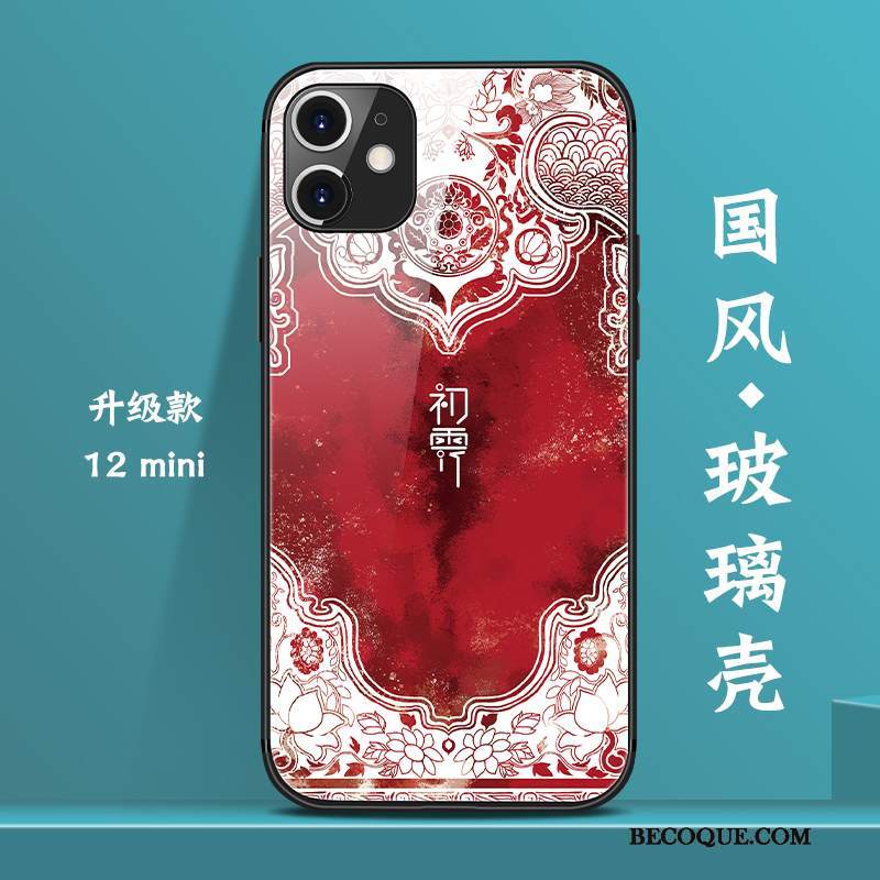 Futerał iPhone 12 Mini Kreatywne Osobowość Chiński Styl, Etui iPhone 12 Mini Tendencja Czerwony Netto