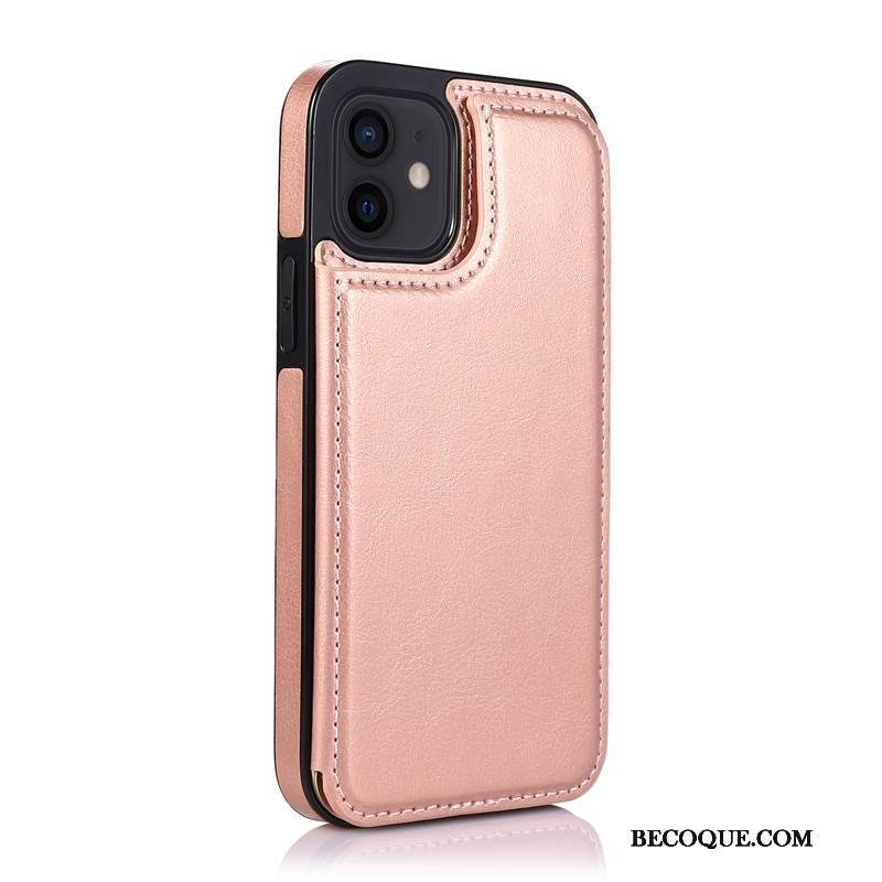 Futerał iPhone 12 Mini Skóra Czarnyna Telefon, Etui iPhone 12 Mini Tendencja Karta