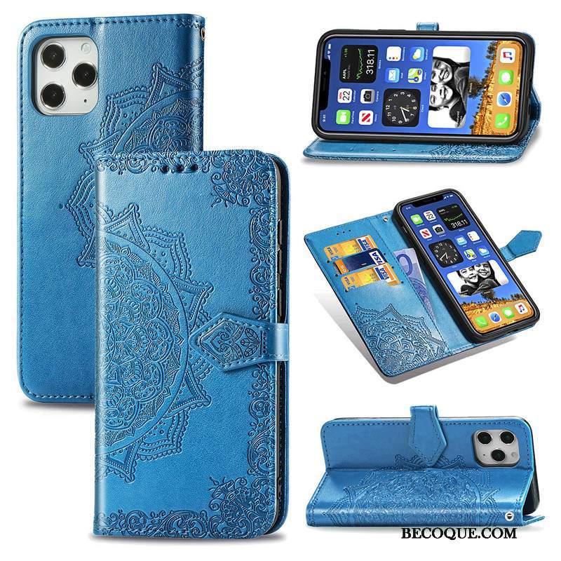 Futerał iPhone 12 Pro Max Relief Niebieskina Telefon, Etui iPhone 12 Pro Max Skóra Relief Wiszące Ozdoby