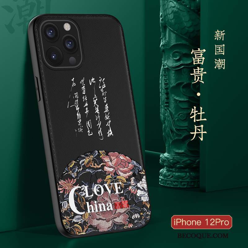 Futerał iPhone 12 Pro Ochraniacz Na Telefon Chiński Styl, Etui iPhone 12 Pro Miękki Cienkie Anti-fall