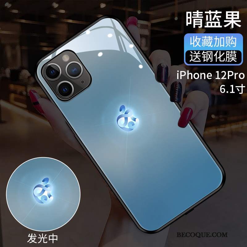 Futerał iPhone 12 Torby Kolor Gradientuna Telefon, Etui iPhone 12 Ochraniacz Niebieski Szkło