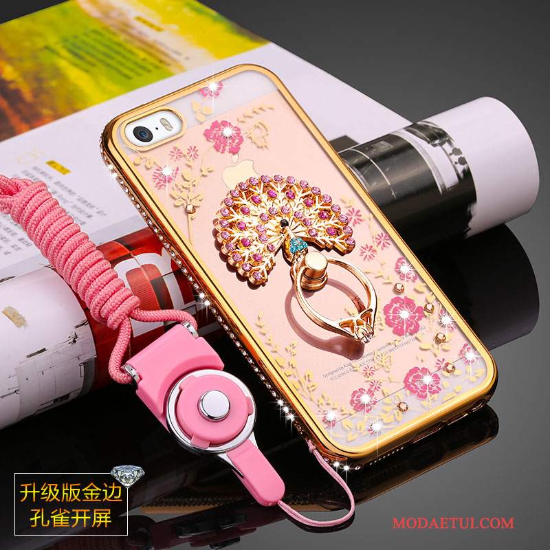 Futerał iPhone 5/5s Ochraniacz Przezroczysty Tendencja, Etui iPhone 5/5s Rhinestone Złoto Anti-fall