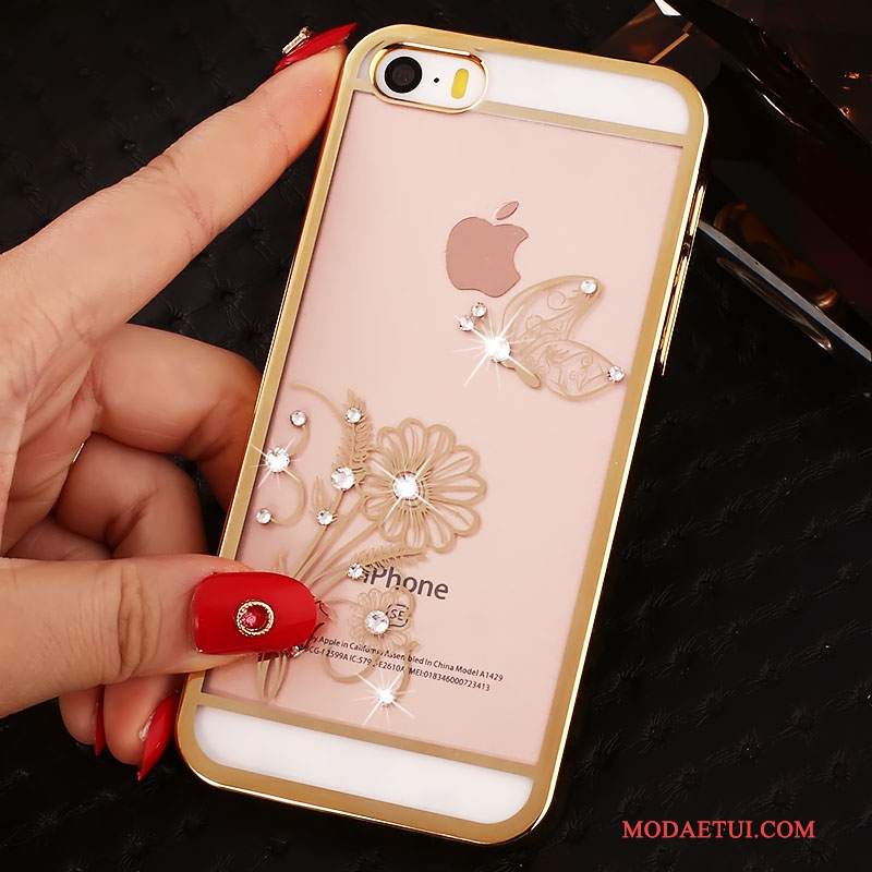 Futerał iPhone 5/5s Rhinestone Tendencja Proszek, Etui iPhone 5/5s Ochraniacz Czerwony Trudno