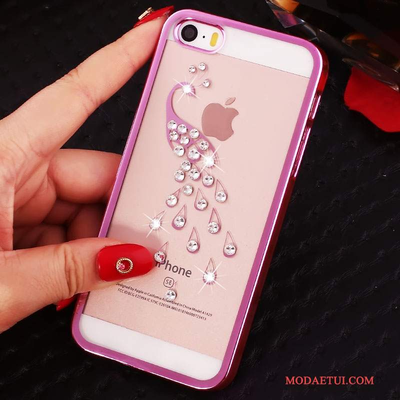 Futerał iPhone 5/5s Rhinestone Tendencja Proszek, Etui iPhone 5/5s Ochraniacz Czerwony Trudno