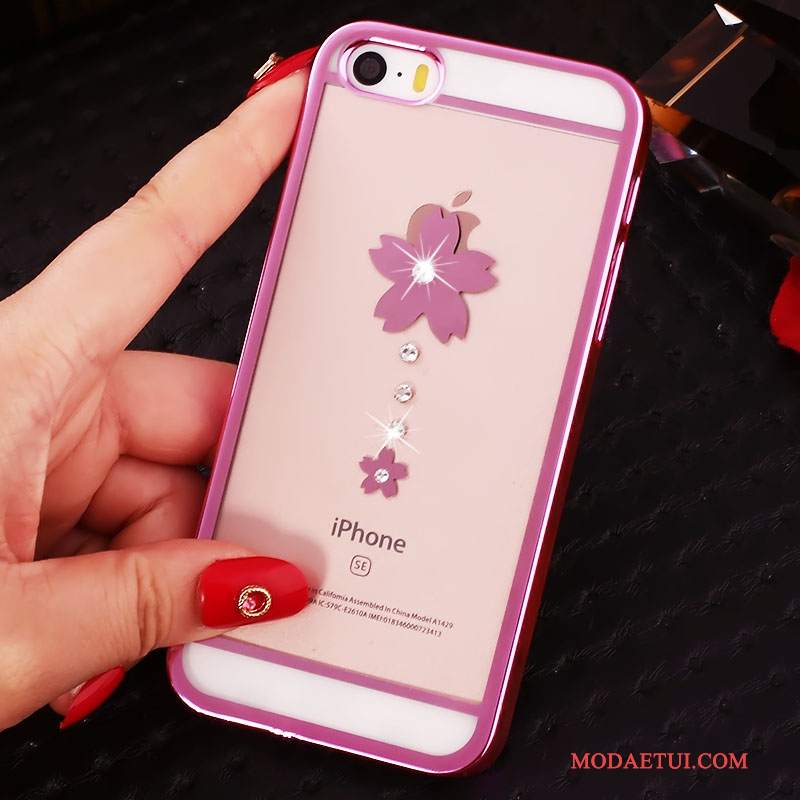 Futerał iPhone 5/5s Rhinestone Tendencja Proszek, Etui iPhone 5/5s Ochraniacz Czerwony Trudno