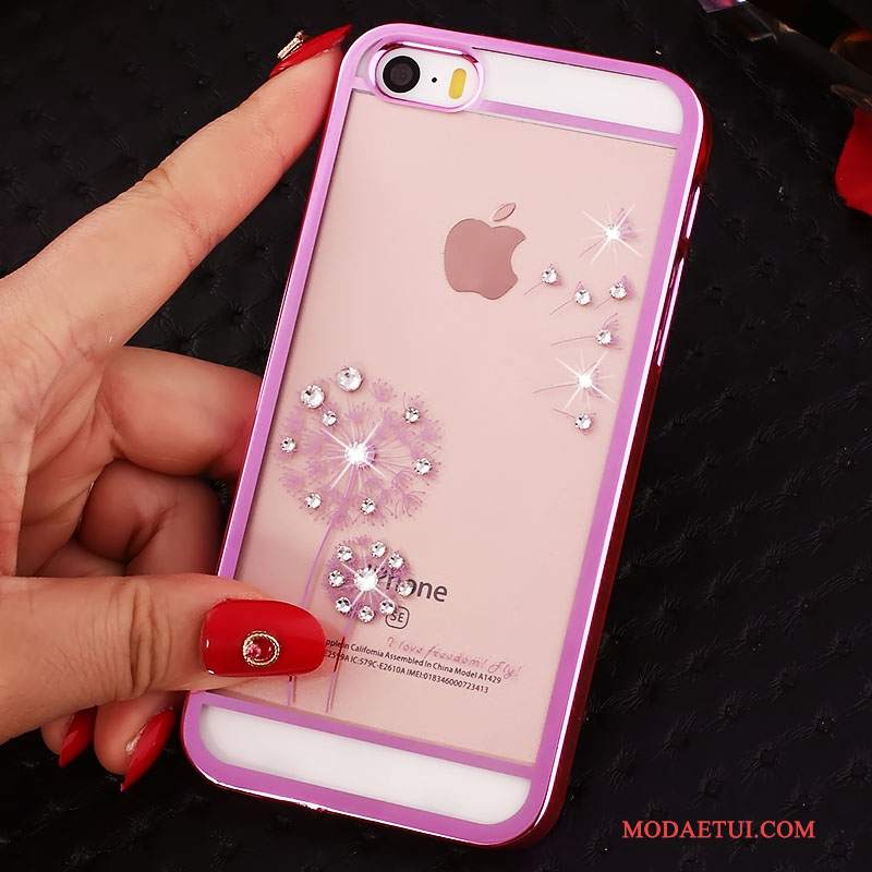 Futerał iPhone 5/5s Rhinestone Tendencja Proszek, Etui iPhone 5/5s Ochraniacz Czerwony Trudno