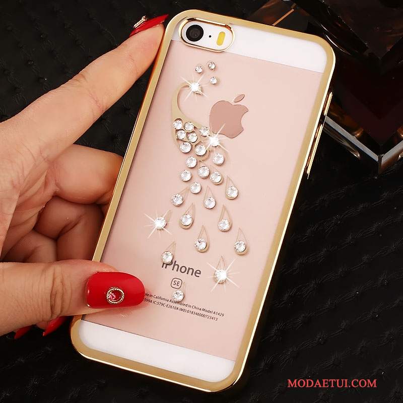 Futerał iPhone 5/5s Rhinestone Tendencja Proszek, Etui iPhone 5/5s Ochraniacz Czerwony Trudno