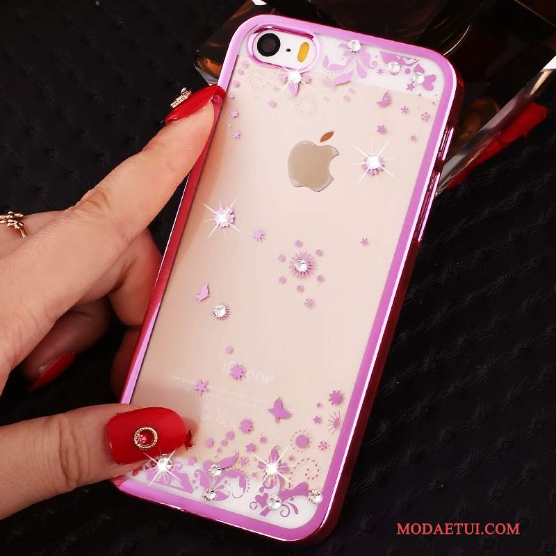 Futerał iPhone 5/5s Rhinestone Tendencja Proszek, Etui iPhone 5/5s Ochraniacz Czerwony Trudno