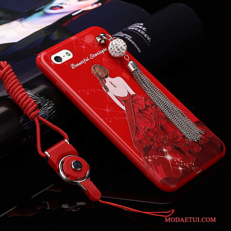 Futerał iPhone 5/5s Silikonowe Duży Tendencja, Etui iPhone 5/5s Kreatywne Na Telefon Czerwony