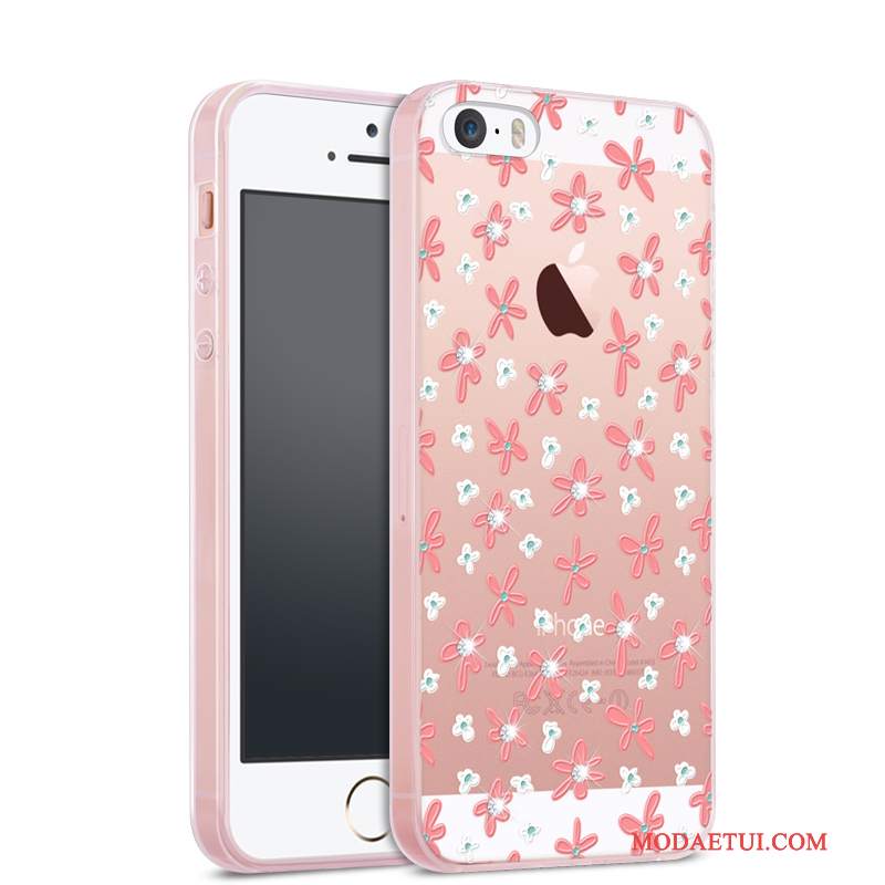 Futerał iPhone 5/5s Silikonowe Różowena Telefon, Etui iPhone 5/5s Torby Przezroczysty Anti-fall