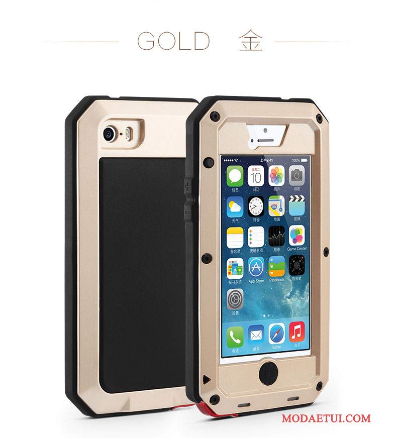 Futerał iPhone 5/5s Torby Pancerz Kamuflaż, Etui iPhone 5/5s Metal Czerwony Granica